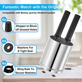 Replacement Kit for Berkey Water Filter System Elements - 4 Wing nuts, 4 Washers & 4 Silicone Blocking Plugs Compatible with Berkey Gravity Filtration System and Black Activated Carbon Water Filters
