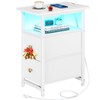Yoobure End Table with Charging Station, Narrow Side Table LED