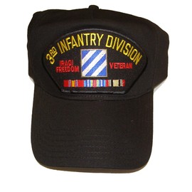 3RD Infantry Division Iraqi Freedom Veteran HAT with Ribbons and The 3rd ID Unit Crest Cap - Black - Veteran Owned Business