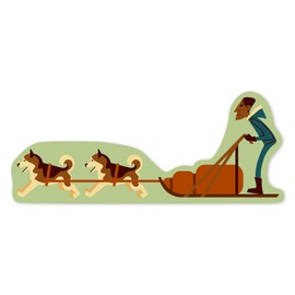 Die Cut Sticker Dog Sledding Geometric Vinyl Sticker, (Waterproof Decal for Cars, Water Bottles, Laptops, Coolers), Large