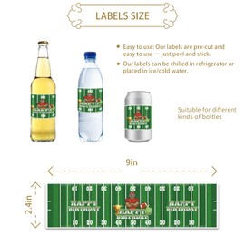 Rugby Happy Birthday Water Bottle Labels, Football Bottle Wrappers for Baby Shower, Rugby Birthday Water Bottle Stickers, Sport Themed Birthday Party Decoration - Set of 32