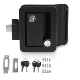G-Plus RV Entry Door Lock with Paddle Deadbolt, RV Door Latch Replacement Kit, Paddle Entry Door Lock Latch Handle Knob with Keys Black