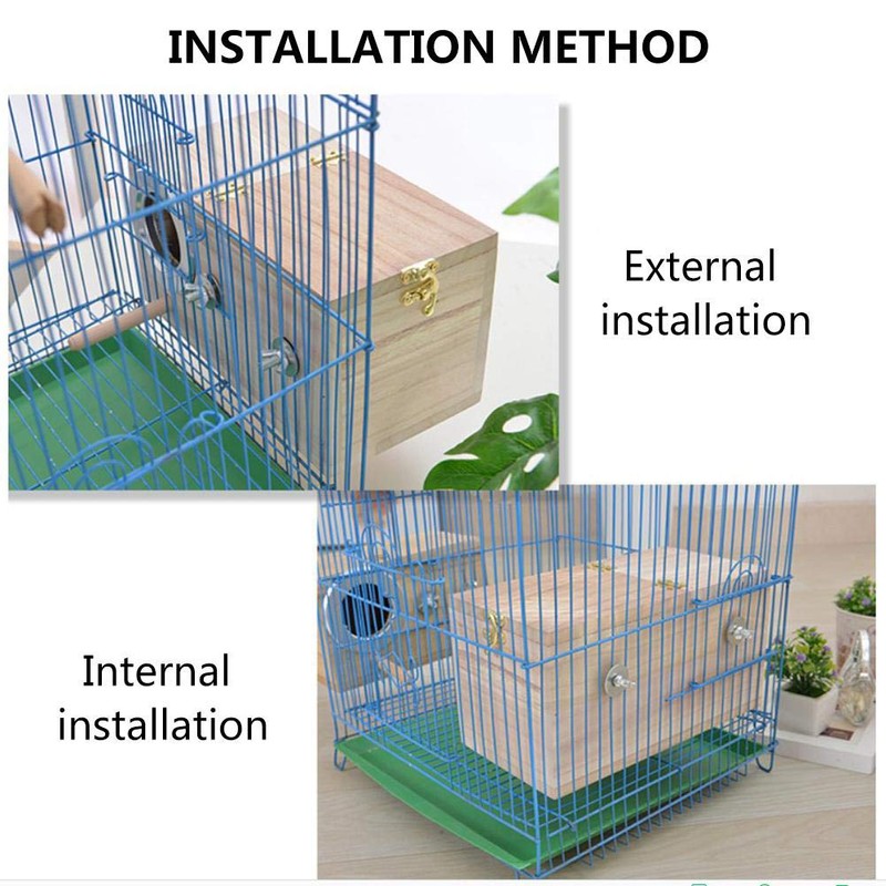 Parakeet Nesting Box, Bird Nest Breeding Box Cage Wood House