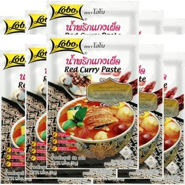 Lobo Thai Red Curry Paste - No MSG, No Preservatives, No Artificial Colors (Pack of 10)