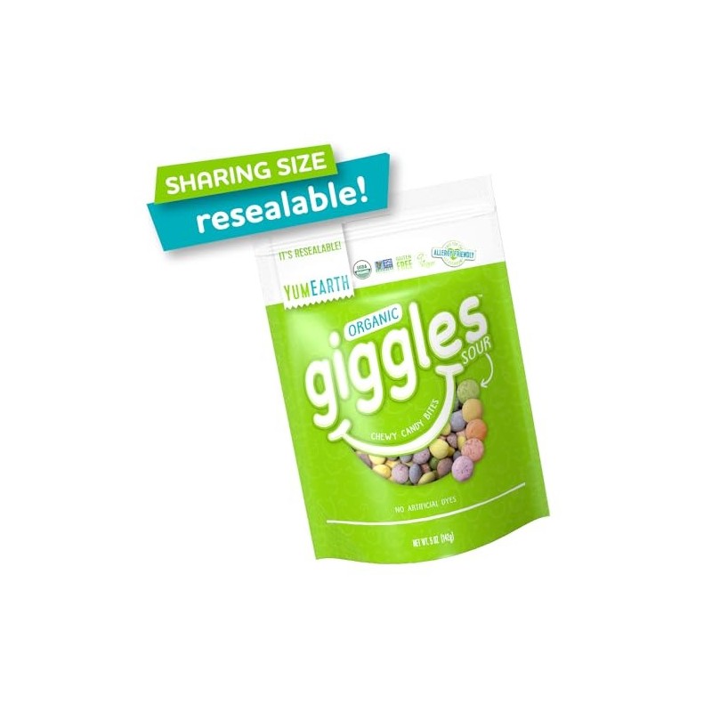 YumEarth Organic Sour Giggles Candy 5oz Allergy Friendly Vegan Snacks