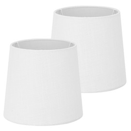 Navaris White Linen Lampshade for Table Lamps, Set of 2 - E14 Compatible Lampshades - White Foil Inlay for a Warm Glow - Lamp Shades Only Ideal for Small Bases - Lamp Shade Kit