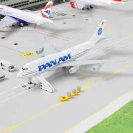 QIYUMOKE 1/300 Cast Metal Aircraft Model for Pan Am 747 for Boeing747 Model Plane with Stand (7.5 Inch Exhibition Decoration for Aviation Enthusiasts.