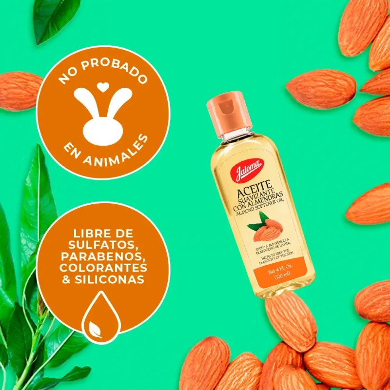 Jaloma Aceite Suavizante de Almendras para Piel y Cabello, 120