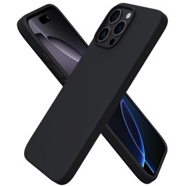 ORNARTO Compatible with iPhone 16 Pro Max Case 6.9", Slim Liquid Silicone 3 Layers Soft Gel Rubber Shockproof Protective Cover with Anti-Scratch Microfiber Lining-Black