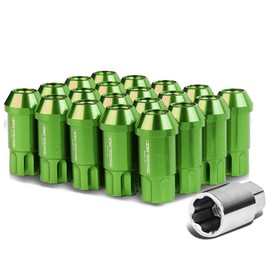 M12 x 1.5 Open End Design 20-Piece Aluminum Alloy Wheel Lug Nuts +1 X Deep Drive Extension (Green)
