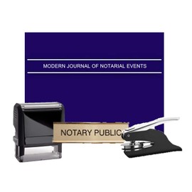 Notary Modern Journal, Self Inking Stamp, Black Pocket Seal Embosser, and Notary Public Desk Sign Bundle | Minnesota