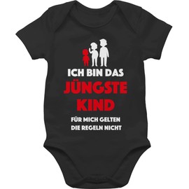 Shirtracer - Baby Bodysuit Boy Girl - Sayings - Ich bin das jüngste Kind. The rules do not apply to me, 2 Black