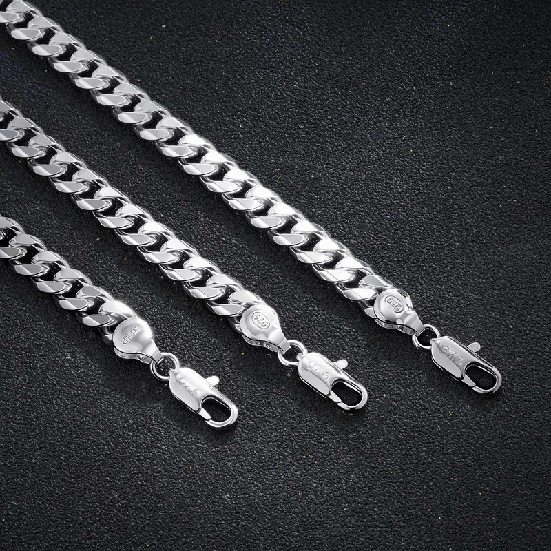 HIMSTORY Silver Bracelet for Men, 7mm 925 Sterling Silver Cuban