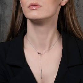 namana 925 Sterling Silver Infinity Y Necklace for Women and Teen Girls. Long Silver Lariat Necklace for Women with a Vertical Bar Sliding in an Infinity Motif.