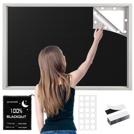Blackout Roller Blind, No Drilling Required, 300 x 145 cm Blackout Set, Portable Travel Blackout Roller Blind, Glue-on, Sun Protection Blackout Removable, Temporary Blackout Roller Blind for Bedroom