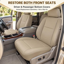 NLQR Front Driver & Passenger Side Bottom Replacement Microfiber Leather Seat Covers Tan Compatible with Toyota Sequoia 2000-2007 & Tundra 2000 2001 2002 2003 2004