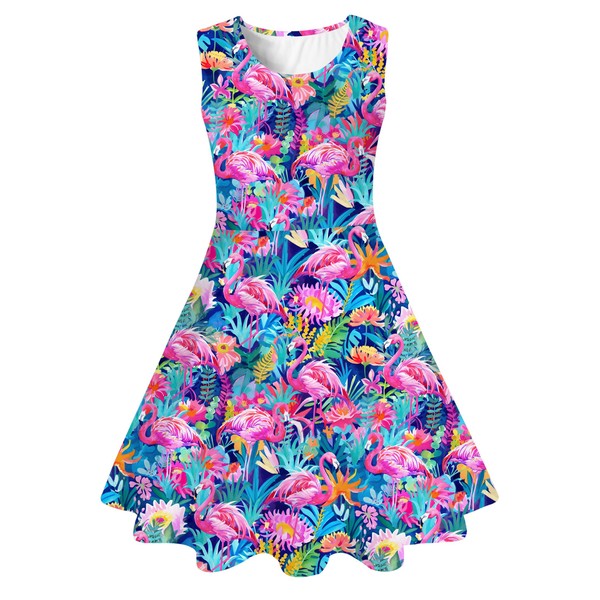 BFUSTYLE Girls Dresses Flamingo 4T 5T Summer Hawaiian Dress for