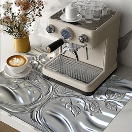 HOMETITUTE Stove Top Covers Pad Silver Tree of Life Kitchen Dish Drying Mat 28 x 20 inches Diatomite Tree Patterns Dish Drying Mat for Kitchen Counter Fit Under Coffee Maker Pot Water Absorbent Mat