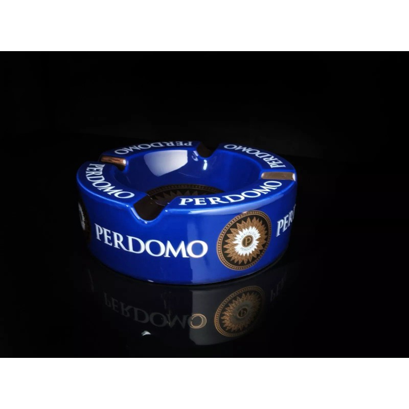Perdomo Blue and Gold Ceramic Large Cigar Ashtray 9" Diameter