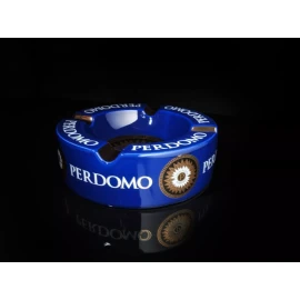 Perdomo Blue and Gold Ceramic Large Cigar Ashtray 9" Diameter NIB