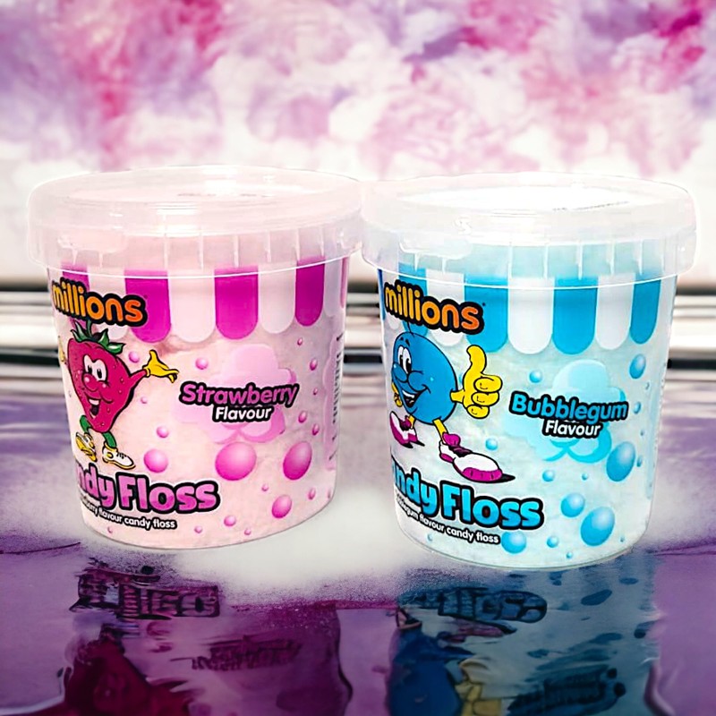 Millions Candy Floss Bulk Bundle, Strawberry & Bubblegum Flavors, 2