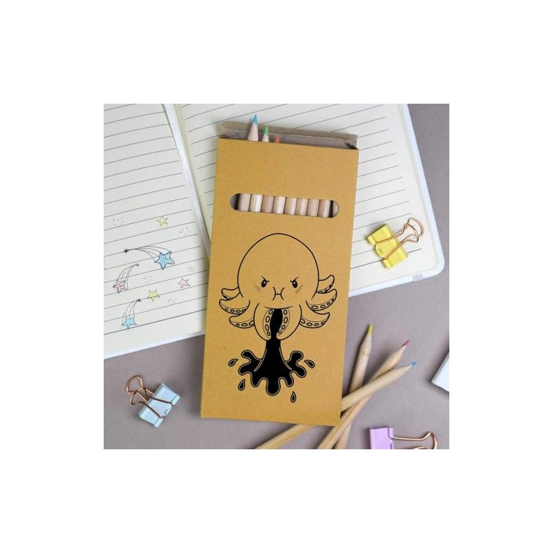 12 x 'Grumpy Octopus' Long 178mm Coloured Pencils/Pencil Set (PE00067139)