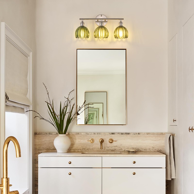 Shenmoyl Bathroom Light Fixtures, 3-Light Vanity wall Light Over Mirror