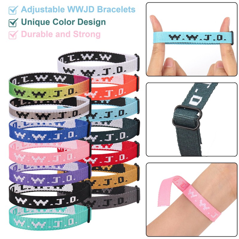 14PCS WWJD Christian Bracelet Pack for Women Men, WWJD Bracelets