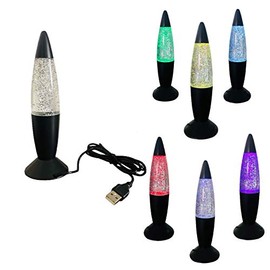 Lava Glitter Lamp with USB Plug Multi Color Changing LED Rocket Night Light for Kid's Gift,Children's Rooms,Bedrooms,Parties Decor (Black)