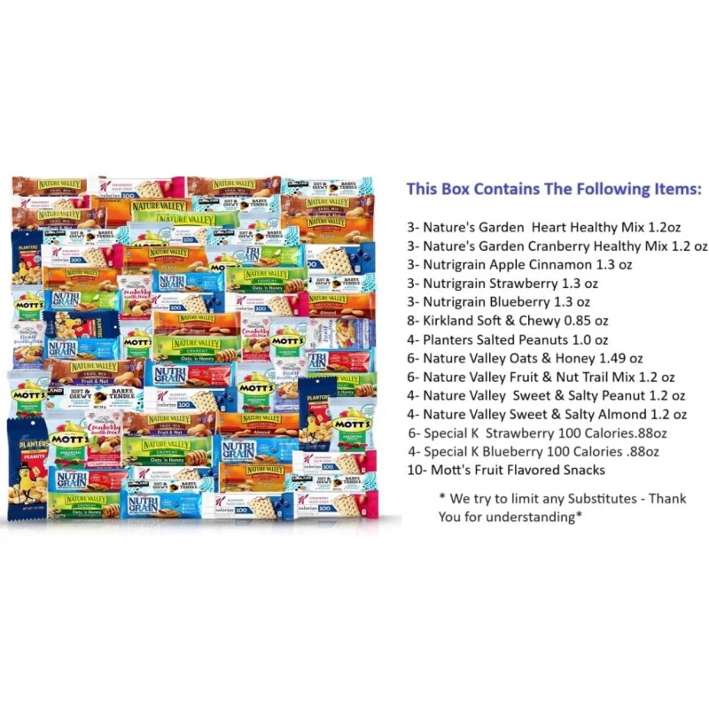 Fast Distribution Healthy Snacks, Care Package 67 Count Premium Healthy