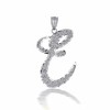 Certified 925 Sterling Silver Script Letter E Initial Charm Pendant