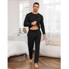 Demegimi Mens Pyjamas Set Long Sleeve Crew Top and Cotton