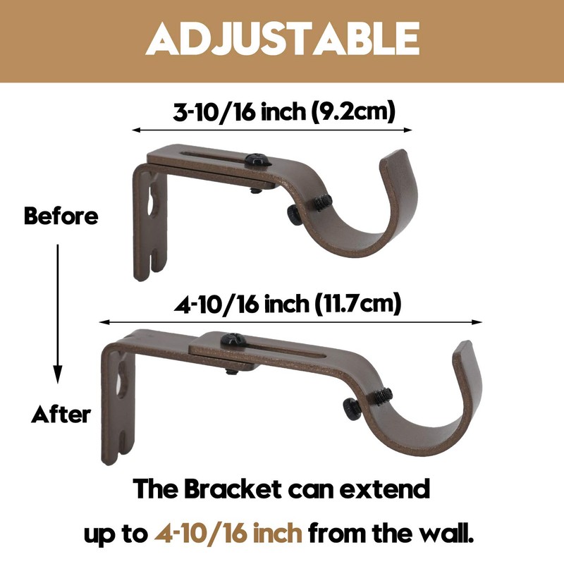 AddGrace Adjustable Curtain Rod Bracket Fits up to 1 inch