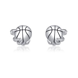 VENACOLY Basketball Earrings 925 Sterling Silver Basketball Stud Earrings Sport Earrings Cool Basketball Jewelry for Women Men