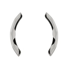 Car Steering Wheel Cover Set Carbon Fiber Upgraded Shock Absorption and Anti Slip Lining, Ultra-Thin and Sweat Absorbing (White)