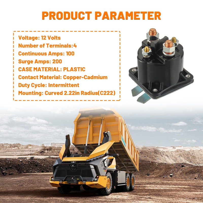 HUAREW Dump Trailer Solenoid 12V 4 Terminal 100 Amp Intermittent