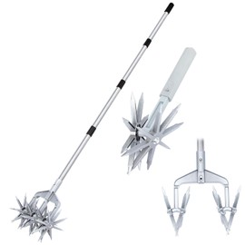 KLDOLLAR KLDOLLAR Rotary Cultivator, Adjustable Hand Tiller Garden Tool with Detachable Solid Metal Tines for Loosing and Mixing Soil,2-in-1 Manual Tiller Garden Cultivator for Reseeding Grass 58 Inch