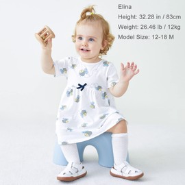 pureborn Baby Girls Dress Short Sleeve Cotton Playwear Swing Dress for Infant Girls 12-18 Months Honey Bee