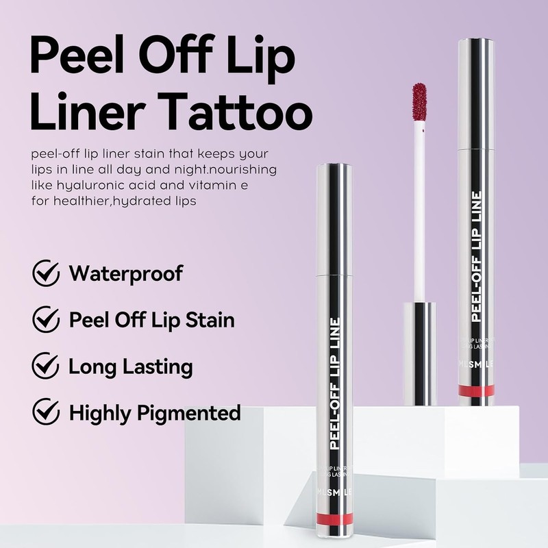 Set De 4 Delineadores De Labios Despegables, Brillo Labial Rosa