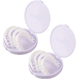 4 Pairs Upper Lower Teeth Veneer Tooth Covers Oral Whitening Dental Comfortable Smile Fake Teeth Covers Veneers for Men and Women Easy to Install
