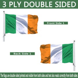 Irish ireland Flag 2x3 Outdoor Double Sided- Heavy Duty Irish National Country Flags Banner with 2 Brass Grommets 4 Rows Stitched