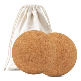 Priaora 2pcs Cork Massage Bal with Bag, Yoga Cork Ball for Myofascial Release, Trigger Point Therapy, Muscle Knots, Massage Ball Deep Tissue Relief with Carry (6.1 cm Ball)(K56-2)