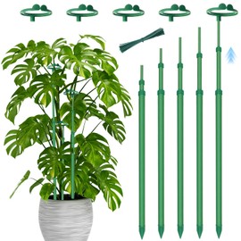 Telescoping Plant Stakes,5Pcs 17.9In to 42.3In Adjustable Monstera Plant Support Orchid Sticks with Clips, Plant Sticks Support Tall for Monstera,Orchids,Tomatoes,Vines & Indoor Outdoor Plants