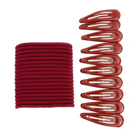 30 PCS Sleepie Elastics Hair Head Bands Snap Clips Hairbands Bobbles SCHOOL SET (Burgundy)