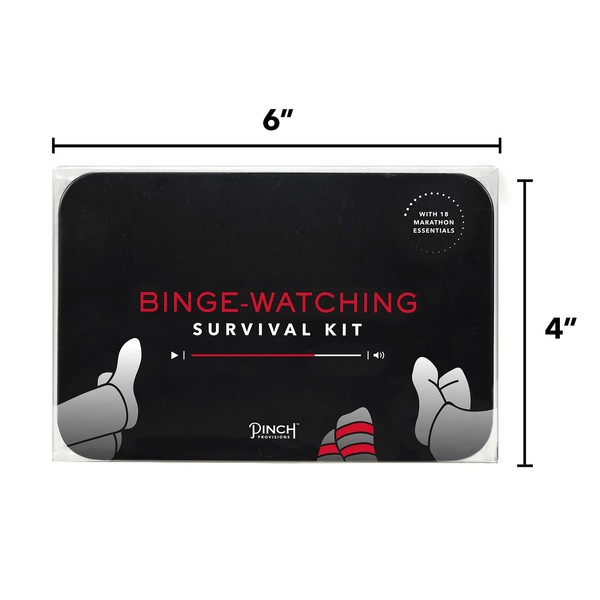 Pinch Provisions Binge - Watching Survival Kit for Friends, Family & Peers, Includes 18 Must-Have Emergency Essential Items for an at-Home Spa Day, Fun Portable Box Kit, Ideal Gift