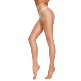CozyWow Women's Tights 20 Denier Control Top Fine Tights Silk Stockings with Reinforced Toe High Waist, skin-coloured, S