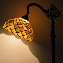 AVIVADIRECT Tiffany Floor Lamp Stained Glass Fish Scales Style Arched Reading Light Gooseneck Adjustable Corner Standing Lamp 12X16X66 Inch for Bedroom Living Room Home Office