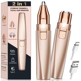 bissuuy Eyebrow Trimmer Facial Hair Removal for Women: 2 in 1 Rechargeable Face Shaver and Eyebrow Razor - Painless Electric Hair Remover Device for Peach Fuzz Fine Hairs Upper Lip Chin