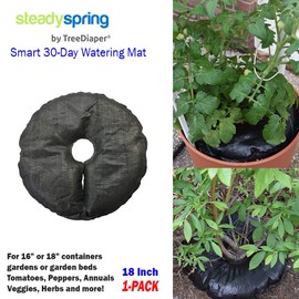 SteadySpring(R) Smart 30+Day Watering Mat Auto Refills with Rain for Tomato Plants, Peppers, Veggies, Perennials, Annuals in 1-2 Gallon Containers or with a 7 in to 10 in Root Ball (1)