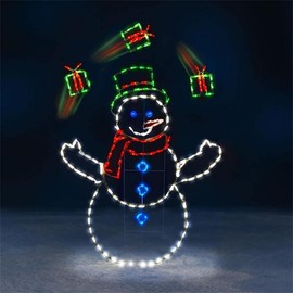 Christmas Fun Animated Ornaments Light String Garden Snow Glowing Decorative Frame Sign Indoor Outdoor Celebration Decor